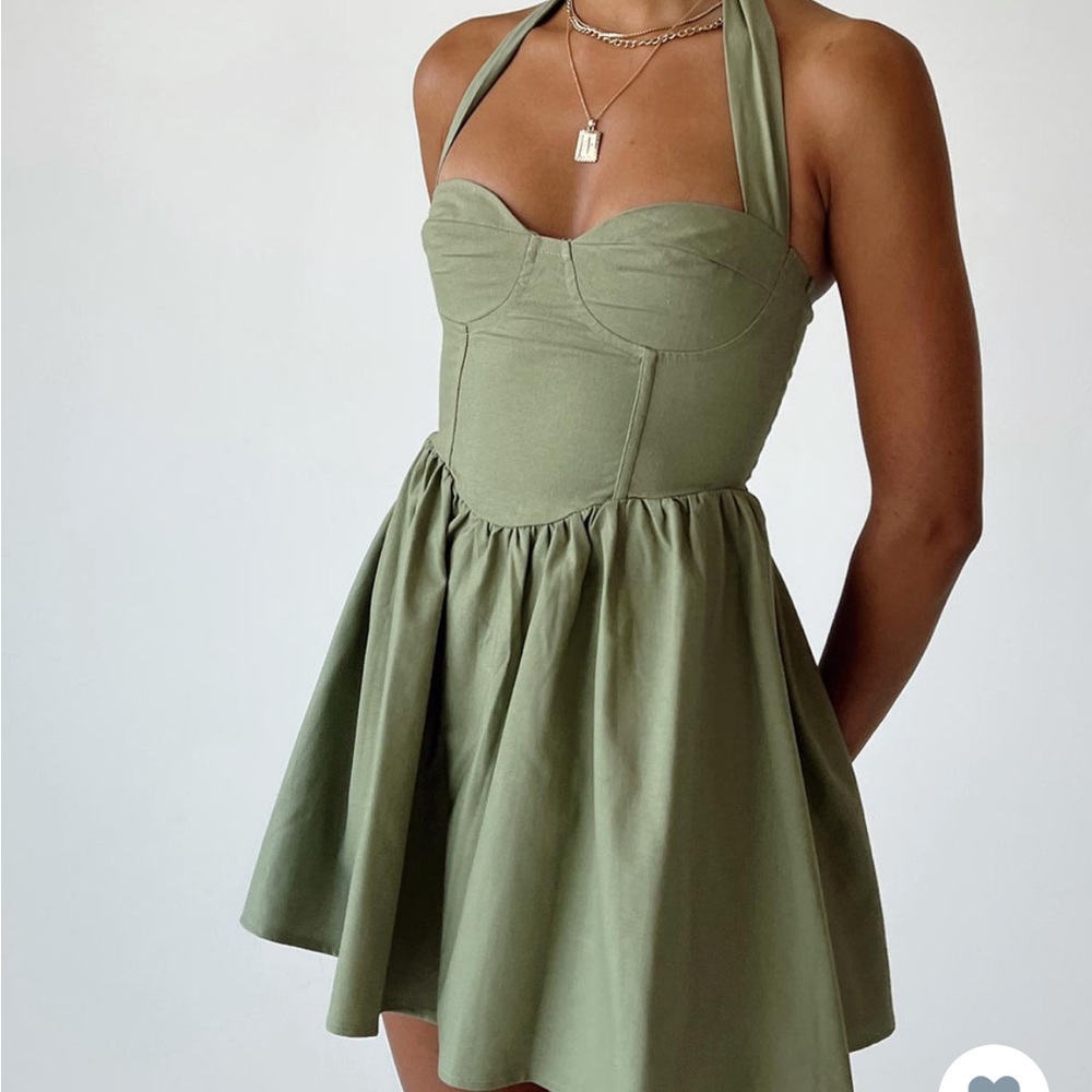 Princess Polly Lyle Mini Dress Sage, Size 6